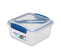 Sistema Lunch Plus To Go 1.2L With Cutlery - Clear Container With Blue Cutlery, Leak-Proof Seal, Bpa-Free