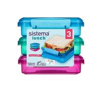 Sistema Lunch Sandwich Box 450Ml (9 Pack) - 3 Turquoise, 3 Blue & 3 Pink, Bpa-Free, Stackable Food Storage Containers