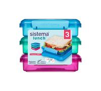 Sistema Lunch Sandwich Boxes | 450 ml | Airtight School Lunch Boxes | BPA-Free | Assorted Colours | 3 Count
