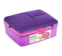 Sistema Lunch Slimline Quaddie Lunch Box with Water Bottle | 1.5 L Air-Tight and Stackable Food Storage Container | Assorted Colours