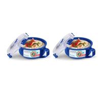 Sistema Microwave Breakfast Bow |Round Microwave Container with Lid | 850ml | BPA-Free| Assorted Colours (Pack of 2)
