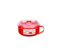 Sistema Microwave Breakfast Bowl | Round Microwave Container with Lid & Steam Release Vent | 850 ml | BPA-Free | Red | 1 Count