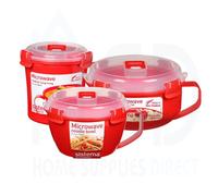 Sistema Microwave Container Set (Soup Mug 656ml + Noodle Bowl 940ml + Round Bowl 850ml) - BPA-Free, Durable & Microwave-Safe
