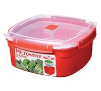 Sistema Microwave Large Steamer with Removable Steamer Basket, 3.2 L - Red/Clear
