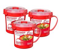 Sistema Microwave Medium Soup Mug | Microwave Food Containers | 656 ml | BPA-Free | Assorted Colours | 3 Count