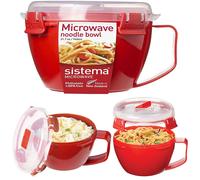 Sistema Microwave Noodle Bowl | 940 ml Microwave Food Container with Steam Release Vent | BPA-Free | Red