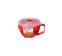 Sistema Microwave Noodle Bowl, BPA-Free Dishwasher Safe, 940 ml, Red/Clear (Pack of 2)
