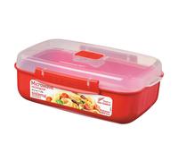 Sistema Microwave Rectangular Container, 1.25 L - Red/Clear