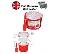 Sistema Microwave Rice Cooker 2.6L Vegetable Pasta Steamer Cook BPA Free Spoon