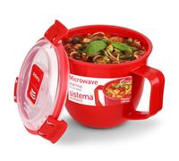 Sistema Microwave Small Soup Mug | 565 ml | Microwave Food Container with Steam-Release Vents | BPA-Free | Red | 1 Count
