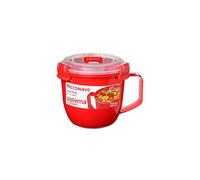 Sistema Microwave Small Soup Mug | Microwave Food Container | 565 ml | BPA-Free | Red/Clear