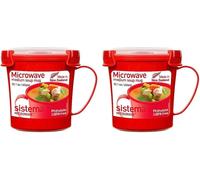 Sistema Microwave Soup Mug | 656 ml | Microwave Food Container with Steam Release Vent | BPA-Free | Red | 1 Count