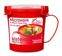 Sistema Microwave Soup Mug | 656 ml Microwave Food Container with Steam-Release Vent | BPA-Free | Red/Clear | 1 Count [1107]