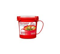 Sistema Microwave Soup Mug | 656 ml Microwave Food Container with Steam-Release Vent | BPA-Free | Red/Clear | 1 Count [1107]