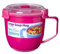 Sistema Microwave Soup Mug, Large | 900 ml Microwave Food Container with Steam-Release Vent | BPA-Free | Assorted Colours (Not Selectable)