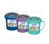 Sistema Microwave Soup Mug Set 656ml - 3-Pack (Turquoise, Purple, Blue) BPA-Free