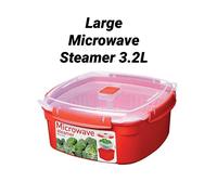 Sistema Microwave Steamer with Removable Steamer Basket 1.4L 2.4L 3.4L Red/Clear