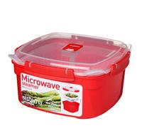 Sistema Microwave Steamer with Removable Steamer Basket | 2.4 L | BPA-Free | Red/Clear