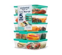 Sistema Nest It Meal Prep Containers 1.9L (5 Pack) - Bpa-Free Plastic For Convenient & Organized Food Storage