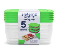 Sistema NEST IT Meal Prep Containers | 870 ml | Airtight Food Storage Containers with Compartments & Lids | School Lunch Boxes | BPA-Free | Green | 5