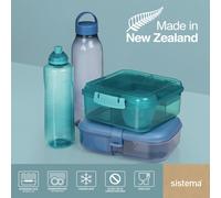 Sistema Ocean Bound Plastic Bento Box | 1.1 L Lunch Box with Yoghurt/Fruit Pot and Compartments | BPA-Free | Teal Stone OR Mountain Blue (Not Selectab