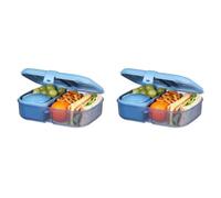 Sistema Ocean Bound Plastic Bento Box | 1.1 L Lunch Box with Yoghurt/Fruit Pot and Compartments | BPA-Free | Teal Stone OR Mountain Blue (Not Selectable) (Pack of 2)