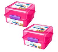 Sistema Pink 3 Compartment Klip It 1.4L Lunch Cube Box Set of 2