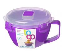 Sistema Purple Plastic Take Away Noodle Bowl To Go Lunch Cup Box w/ Sealed Lid BPA Free