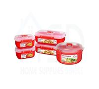 Sistema Rectangular Lunch Box Set (2 X 1.25L + 2 X 525Ml) + 915Ml Round Breakfast Bowl - Bpa-Free Microwave & Freezer Safe