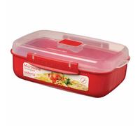 Sistema Rectangle Microwave Container | 1.25 L | Food Container with Steam Release Vent | BPA-Free | Red | 1 Count
