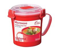 Sistema Microwave Soup Mug | 656 ml | Microwave Food Container with Steam Release Vent | BPA-Free | Red | 1 Count