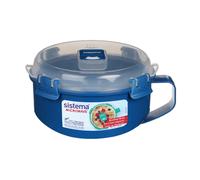 Sistema Round Breakfast Bowl (Blue, 850ml) Food Storage Container - Leak-Proof & BPA Free