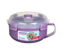 Sistema Round Breakfast Bowl (Purple, 850ml) Food Storage Container - Leak-Proof & BPA Free