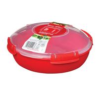 Sistema Round Microwave Container | 1.3 L | Food Steamer Container with Steam Release Vent | BPA-Free | Red | 1 Count