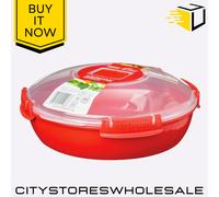 Sistema Round Microwave Container | 1.3 L | Food Steamer Container with Steam Release Vent | BPA-Free | Red | 1 Count