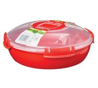 Sistema Round Microwave Container | 1.3 L | Food Steamer Container with Steam Release Vent | BPA-Free | Red | 1 Count