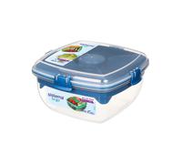 Sistema Klip It Salad To Go 1.1 Litre Container 21356,Clear with Coloured Clips, Assorted Colours, One Only Supplied
