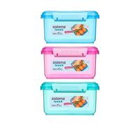 Sistema Sandwich Box 1.2L (4 Pack: 2 Turquoise, 1 Blue, 1 Pink) - Leakproof, Bpa-Free & Fresh Food Storage