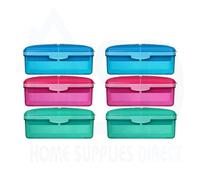Sistema Slimline Quaddie Lunch Box 1.5L (6 Pack) - Assorted Colours, Bpa-Free, Leakproof & Multi-Compartment
