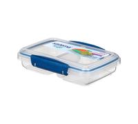 Sistema Small Split TO GO Food Storage Container 350ml - Blue Divided 2-Compartment, Easy-Lock Clips, Flexible Seal, BPA-Free