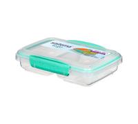 Sistema Small Split To Go Food Storage Container 350Ml - Turquoise Divided 2-Compartment, Easy-Lock Clips, Flexible Seal, Bpa-Free