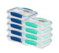 Sistema Small Split To Go Food Storage Containers 350Ml - 9-Pack (5 Blue, 4 Turquoise) Divided 2-Compartment, Bpa-Free