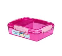 Sistema Snack Attack Duo Lunch Box 975Ml - Pink, 3-Compartment Lunch Box With Easy-Lock Clips, Bpa-Free