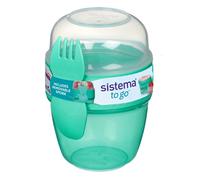 Sistema Snack Capsule To Go 515ml Two Compartments Spork Minty Teal Lunch Box
