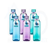 Sistema Square Bottle 1L (6 Pack: 2 Blue, 2 Turquoise, 2 Purple) - Bpa-Free, Durable & Leakproof