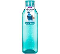 Sistema Square Water Bottle 1L | BPA Free Water Bottle | Seal Tight Lid | Easy Grip Sides | Assorted Colours