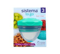 Sistema TO GO Snack 'n' Nest Food Storage Containers | 150 ml, 305 ml, 520 ml | Small Nesting Snack Pots | BPA-Free | Assorted Colours | 3 Count