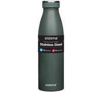 Sistema Hydrate Stainless Steel Water Bottle, 500 ml Leak-Proof Reusable Water Bottle, BPA & Phthalate Free, Double Wall Vacuum Insulation, Keeps Cold for 12 hrs, Hot for 6 hrs, Assorted Colours