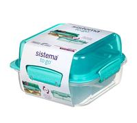 Sistema TO GO Lunch Stack | 1.24 L | School Lunch Box with Compartments | BPA-Free | Minty Teal | 1 Count
