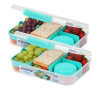 Sistema TO GO Bento Box Create | 1.48 L | School Lunch Boxes With Compartments & Snack Pot | BPA-Free | 2 Count | Minty Teal